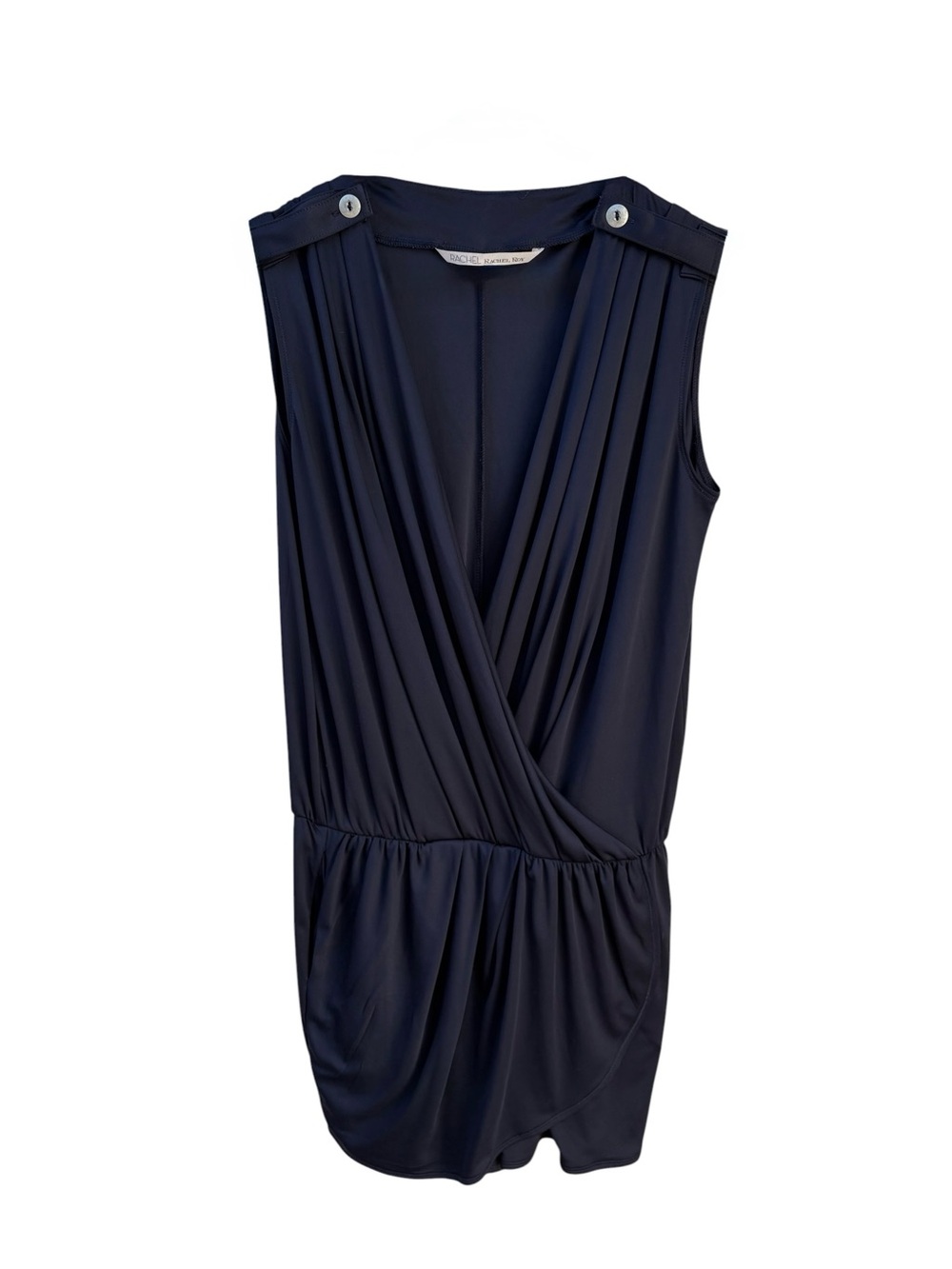 RACHEL Rachel Roy Navy Draped Faux Wrap Romper Size M